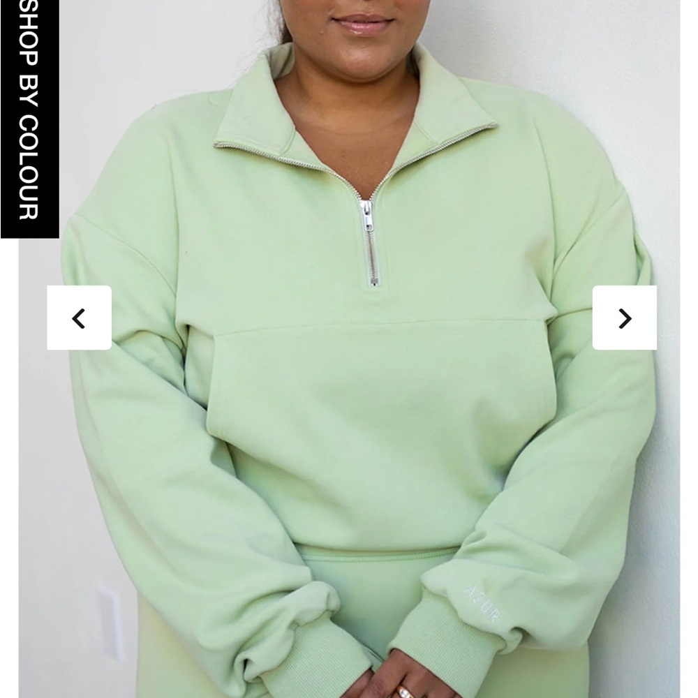 Light Green Quarter-Zip Women's Top